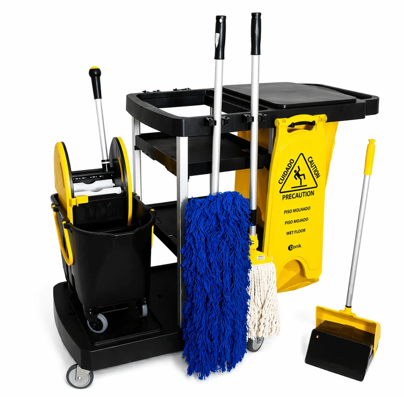 Kit carro funcional completo preto com bolsa e balde amarelo
